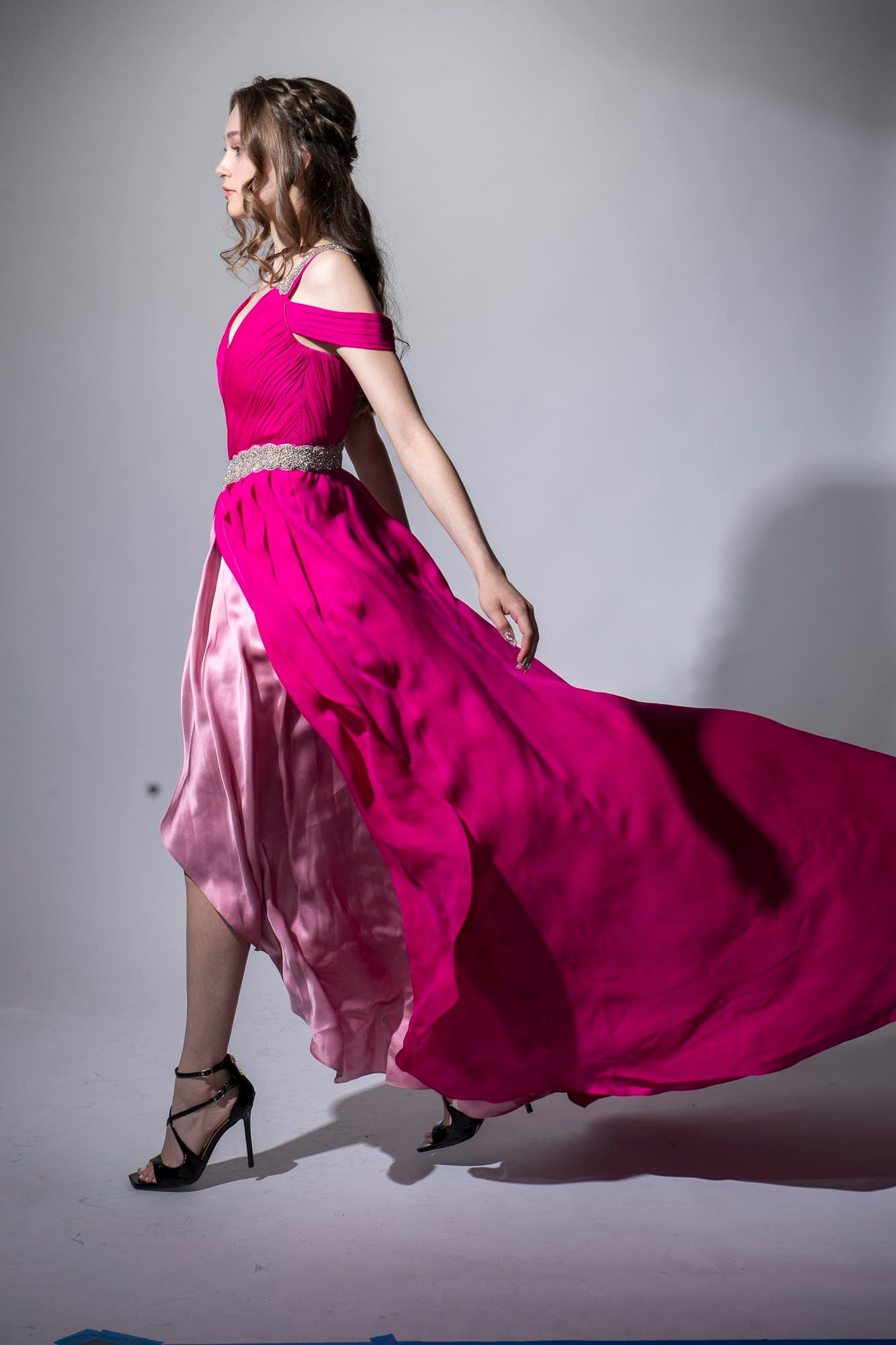 Couture Fuchsia silk Gown